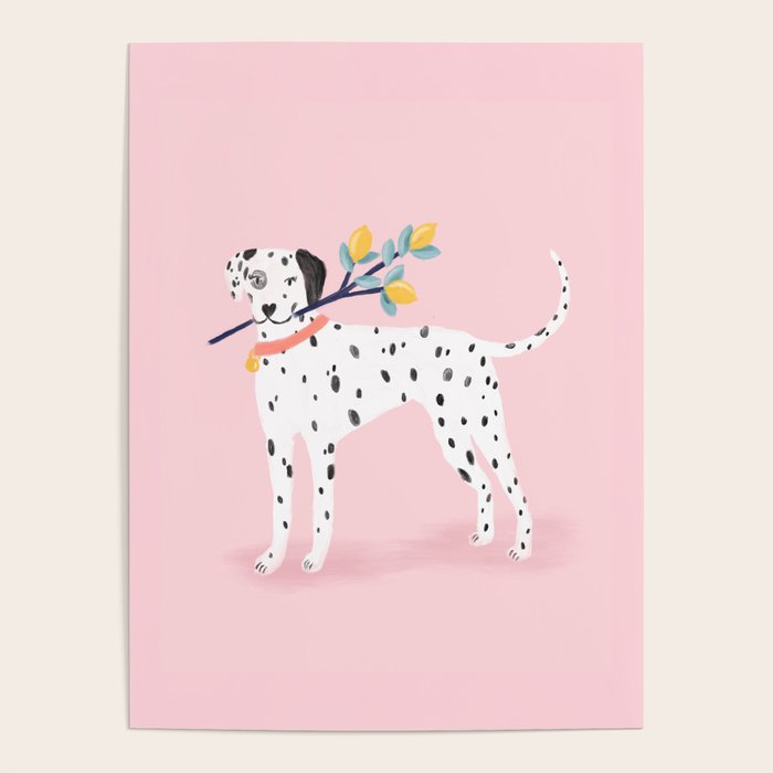 Dalmatian with Lemon Tree in Pink Poster Gallery Image 4