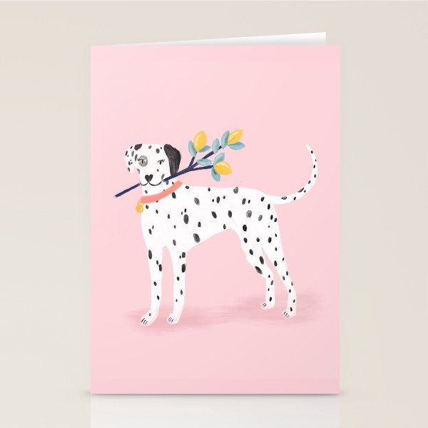 Dalmatian with Lemon Tree in Pink Stationery Card Gallery Image 2