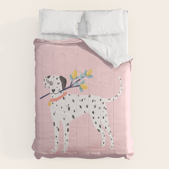 Dalmatian with Lemon Tree in Pink Comforter Gallery Image 6