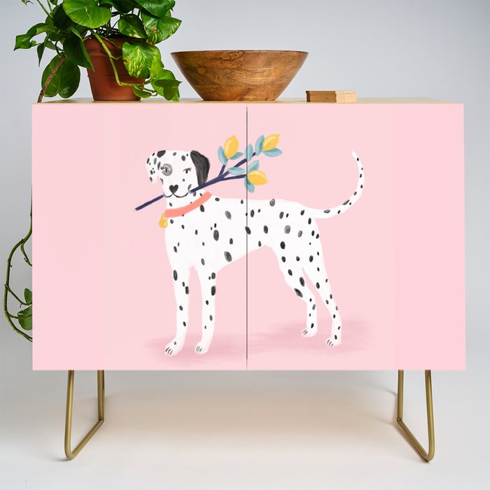 Dalmatian with Lemon Tree in Pink Credenza Gallery Image 1