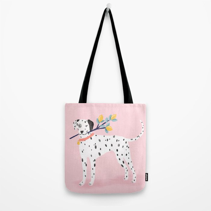 Dalmatian with Lemon Tree in Pink Tote Bag Gallery Image 2