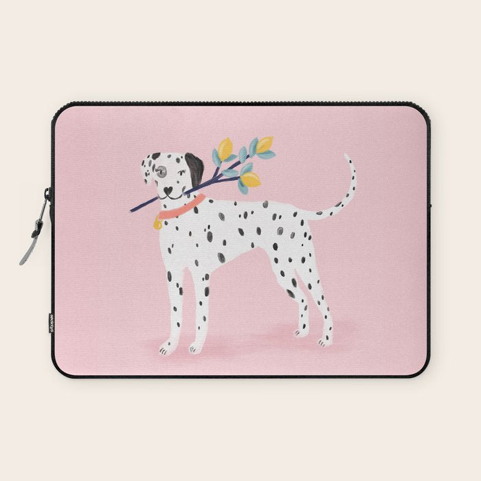 Dalmatian with Lemon Tree in Pink Laptop Sleeve Gallery Image 1