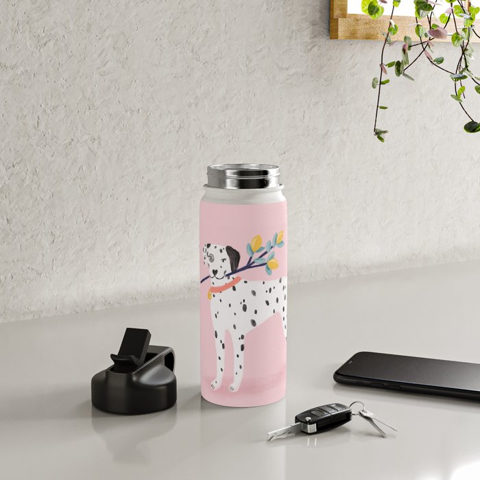 Dalmatian with Lemon Tree in Pink Water Bottle Gallery Image 4