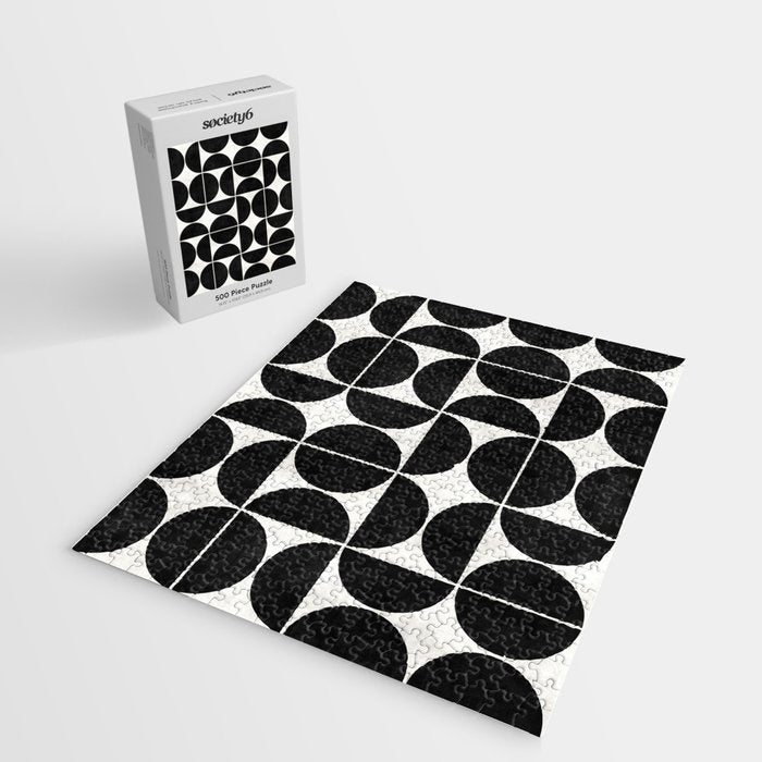 Mid-Century Modern Pattern No.3 - Black and White Jigsaw Puzzle Gallery Image 2