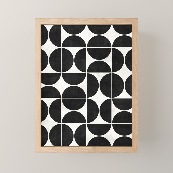 Mid-Century Modern Pattern No.3 - Black and White Mini Art Print Gallery Image 1