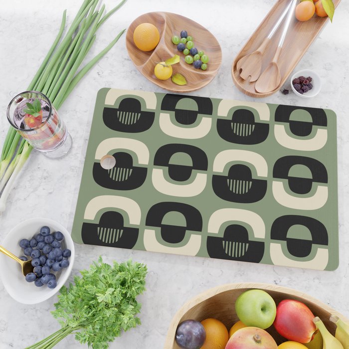 Mid Century Modern Decor 114 Black and Sage Green Cutting Board Gallery Image 2
