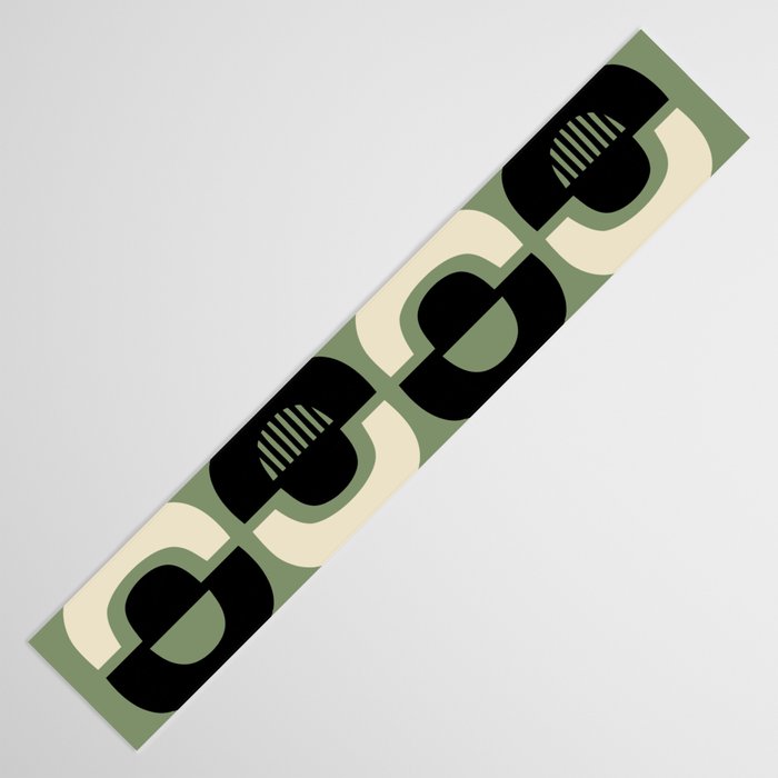 Mid Century Modern Decor 114 Black and Sage Green Table Runner Gallery Image 3