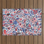 Botanical in red and blue Outdoor Rug Gallery Image 1