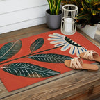 Folk Daisy Botanical Art Outdoor Rug Gallery Image 2