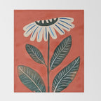 Folk Daisy Botanical Art Throw Blanket Gallery Image 2