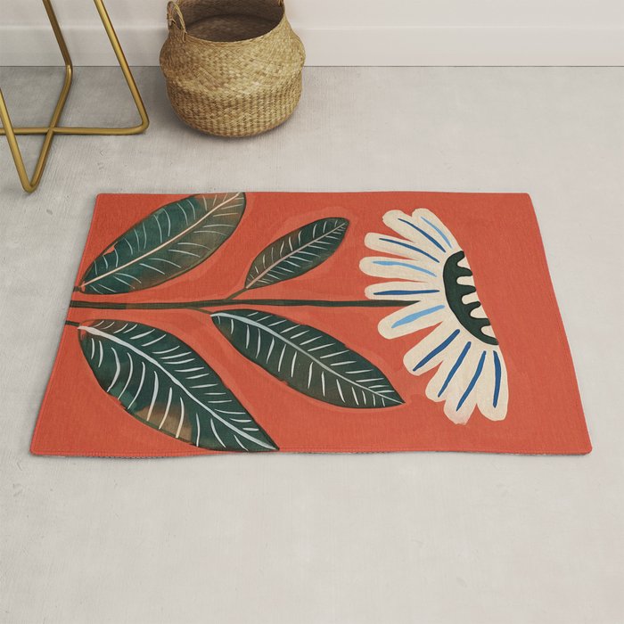 Folk Daisy Botanical Art Rug Gallery Image 1