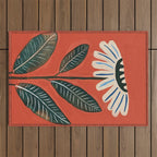 Folk Daisy Botanical Art Outdoor Rug Gallery Image 1
