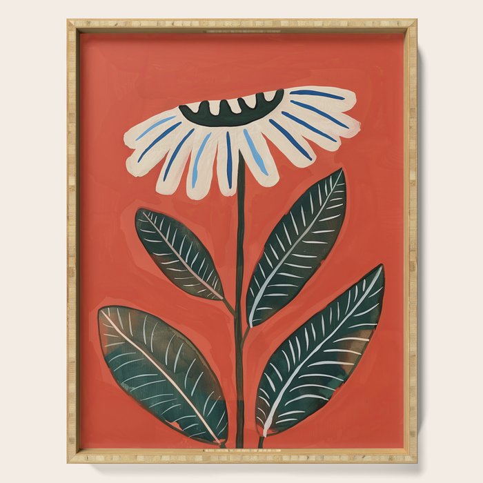 Folk Daisy Botanical Art Serving Tray Gallery Image 1
