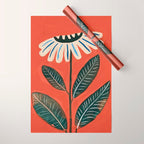 Folk Daisy Botanical Art Wrapping Paper Gallery Image 1