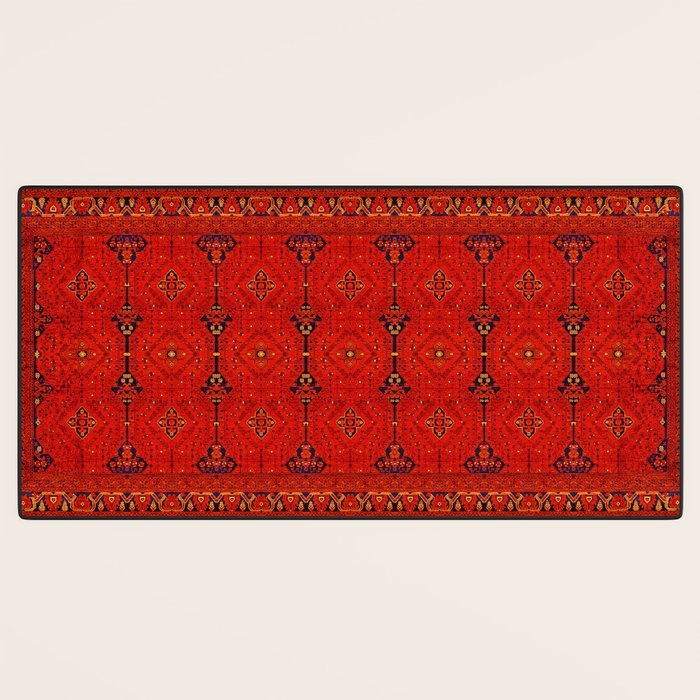 Red Oriental Heritage Bohemian Traditional Moroccan Style Desk Mat Gallery Image 3