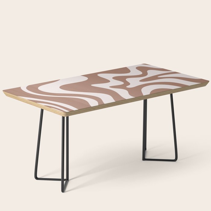 Retro Liquid Swirl Contemporary Abstract Pattern Mocha Latte Brown Coffee Table Gallery Image 1