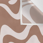 Retro Liquid Swirl Contemporary Abstract Pattern Mocha Latte Brown Wall Tapestry Gallery Image 3
