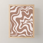 Retro Liquid Swirl Contemporary Abstract Pattern Mocha Latte Brown Mini Art Print Gallery Image 1