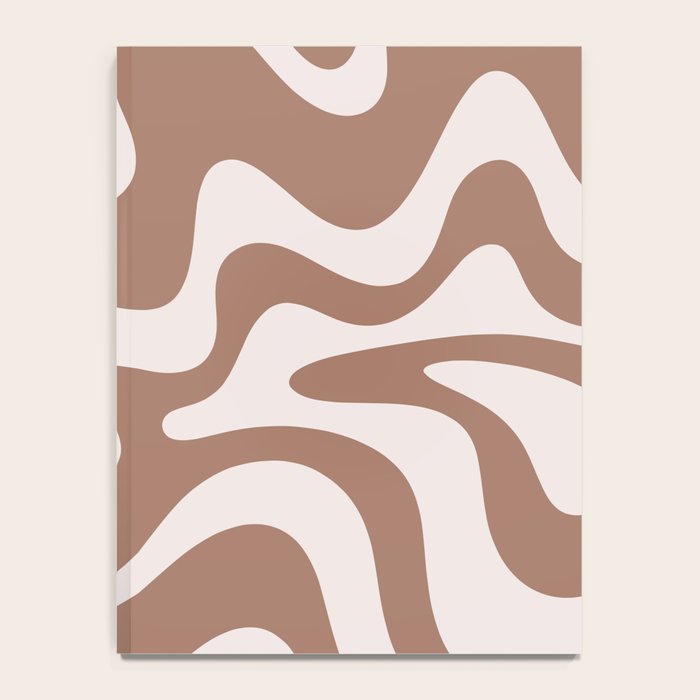 Retro Liquid Swirl Contemporary Abstract Pattern Mocha Latte Brown Notebook Gallery Image 4