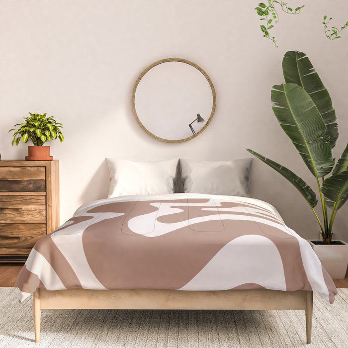 Retro Liquid Swirl Contemporary Abstract Pattern Mocha Latte Brown Comforter Gallery Image 3