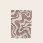 Retro Liquid Swirl Contemporary Abstract Pattern Mocha Latte Brown Wall Hanging Gallery Image 1