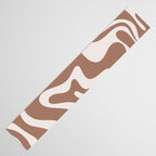 Retro Liquid Swirl Contemporary Abstract Pattern Mocha Latte Brown Table Runner Gallery Image 3