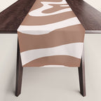 Retro Liquid Swirl Contemporary Abstract Pattern Mocha Latte Brown Table Runner Gallery Image 1