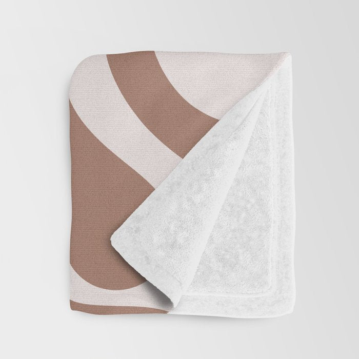 Retro Liquid Swirl Contemporary Abstract Pattern Mocha Latte Brown Throw Blanket Gallery Image 3