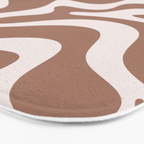 Retro Liquid Swirl Contemporary Abstract Pattern Mocha Latte Brown Bath Mat Gallery Image 3