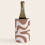 Retro Liquid Swirl Contemporary Abstract Pattern Mocha Latte Brown Wine Chiller Gallery Image 3