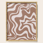 Retro Liquid Swirl Contemporary Abstract Pattern Mocha Latte Brown Serving Tray Gallery Image 1