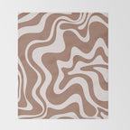 Retro Liquid Swirl Contemporary Abstract Pattern Mocha Latte Brown Throw Blanket Gallery Image 2