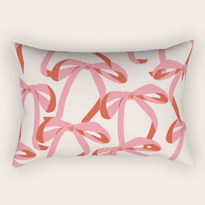 Pink Champagne Coquette Bows Rectangular Pillow Gallery Image 2