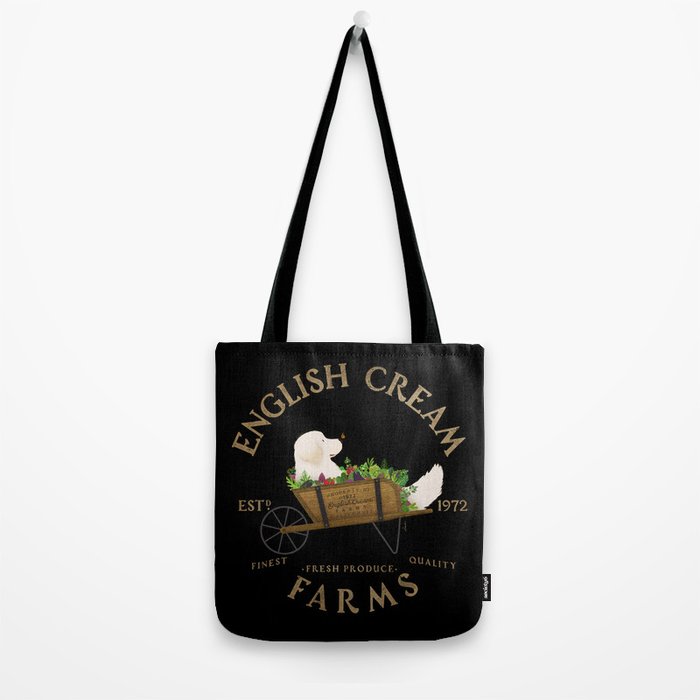 English Cream Golden Retriever Dog Farm Cart Vintage Style Art Tote Bag Gallery Image 2