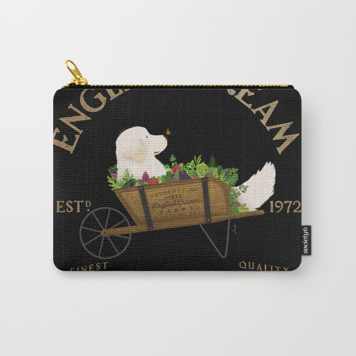 English Cream Golden Retriever Dog Farm Cart Vintage Style Art Carry All Pouch Gallery Image 1