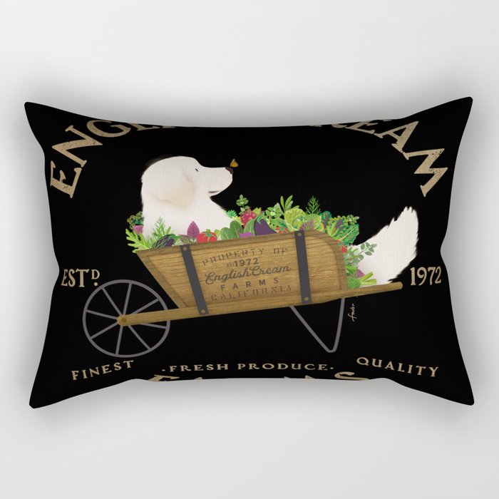 English Cream Golden Retriever Dog Farm Cart Vintage Style Art Rectangular Pillow Gallery Image 1