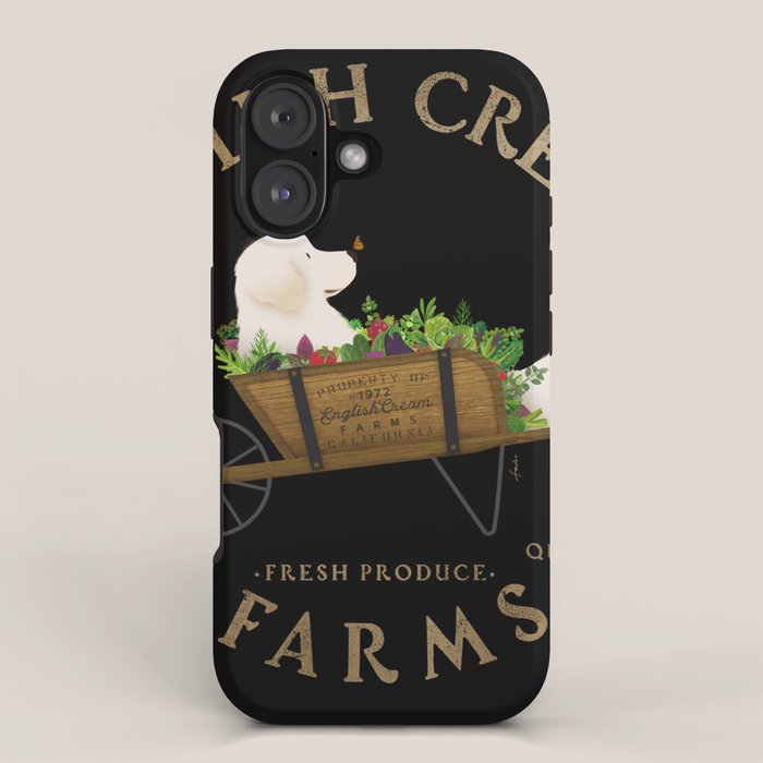 English Cream Golden Retriever Dog Farm Cart Vintage Style Art iPhone Case Gallery Image 1