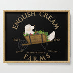 English Cream Golden Retriever Dog Farm Cart Vintage Style Art Serving Tray Gallery Image 1