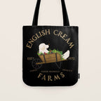 English Cream Golden Retriever Dog Farm Cart Vintage Style Art Tote Bag Gallery Image 1
