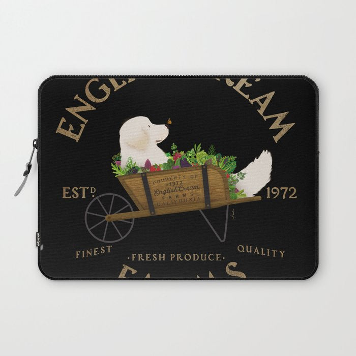 English Cream Golden Retriever Dog Farm Cart Vintage Style Art Laptop Sleeve Gallery Image 1