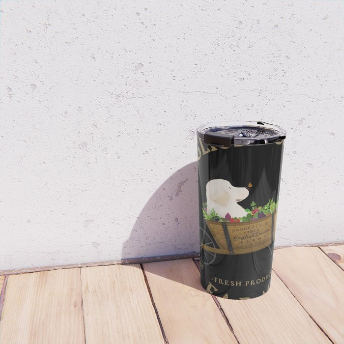 English Cream Golden Retriever Dog Farm Cart Vintage Style Art Travel Mug Gallery Image 4