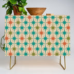Atomic Age Retro Starburst Mid-century Modern Pattern in Mid Mod Turquoise, Orange, Olive, and Beige Credenza Gallery Image 1