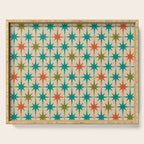 Atomic Age Retro Starburst Mid-century Modern Pattern in Mid Mod Turquoise, Orange, Olive, and Beige Serving Tray Gallery Image 1