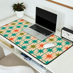 Atomic Age Retro Starburst Mid-century Modern Pattern in Mid Mod Turquoise, Orange, Olive, and Beige Desk Mat Gallery Image 2