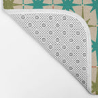Atomic Age Retro Starburst Mid-century Modern Pattern in Mid Mod Turquoise, Orange, Olive, and Beige Bath Mat Gallery Image 2