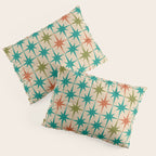 Atomic Age Retro Starburst Mid-century Modern Pattern in Mid Mod Turquoise, Orange, Olive, and Beige Pillow Sham Gallery Image 3