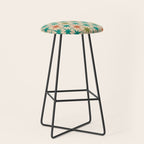 Atomic Age Retro Starburst Mid-century Modern Pattern in Mid Mod Turquoise, Orange, Olive, and Beige Stool Gallery Image 1