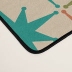Atomic Age Retro Starburst Mid-century Modern Pattern in Mid Mod Turquoise, Orange, Olive, and Beige Desk Mat Gallery Image 4