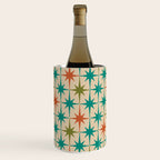 Atomic Age Retro Starburst Mid-century Modern Pattern in Mid Mod Turquoise, Orange, Olive, and Beige Wine Chiller Gallery Image 3