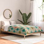 Atomic Age Retro Starburst Mid-century Modern Pattern in Mid Mod Turquoise, Orange, Olive, and Beige Comforter Gallery Image 2
